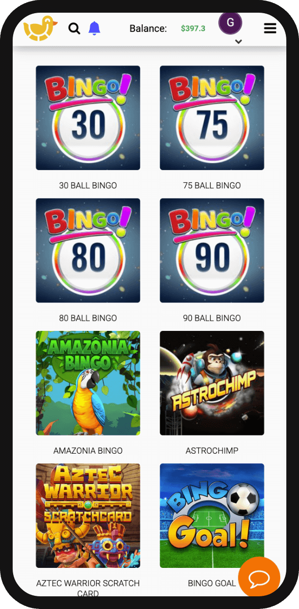 Bingo game variety at DuckyLuck mobile