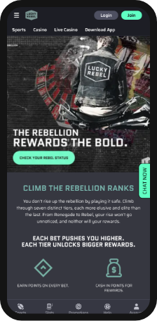 Lucky Revel Rewards Page on Mobile