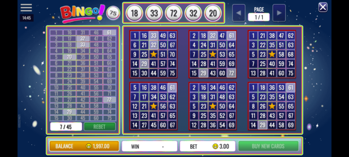 Live 75 ball bingo game